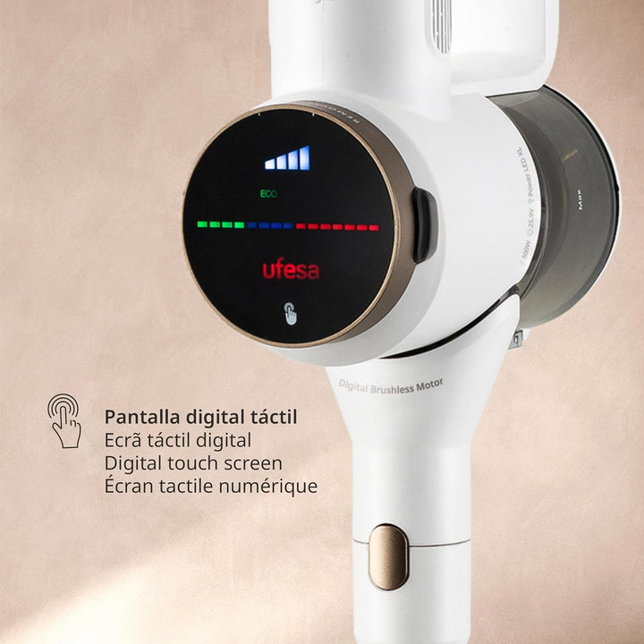 Ufesa Z5 Digital Akku Staubsauger, Selbstladender-Flexibler, 25.9V, LED Touchscreen, 25KPa, 300W, 40