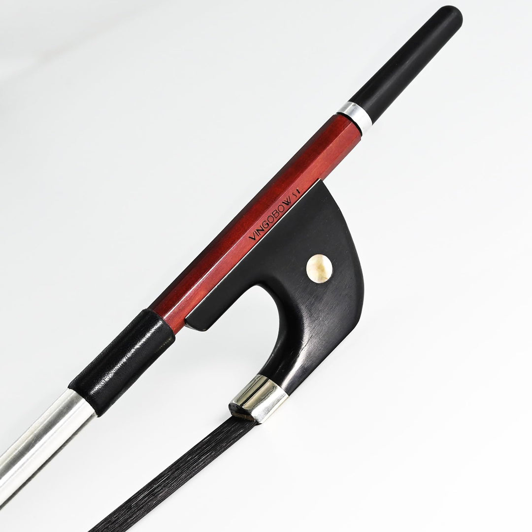 VINGOBOW neues Brasilienholz Deutsches Modell aufrecht Kontrabassbogen Schwarzes Rosshaar 1/4 Grösse
