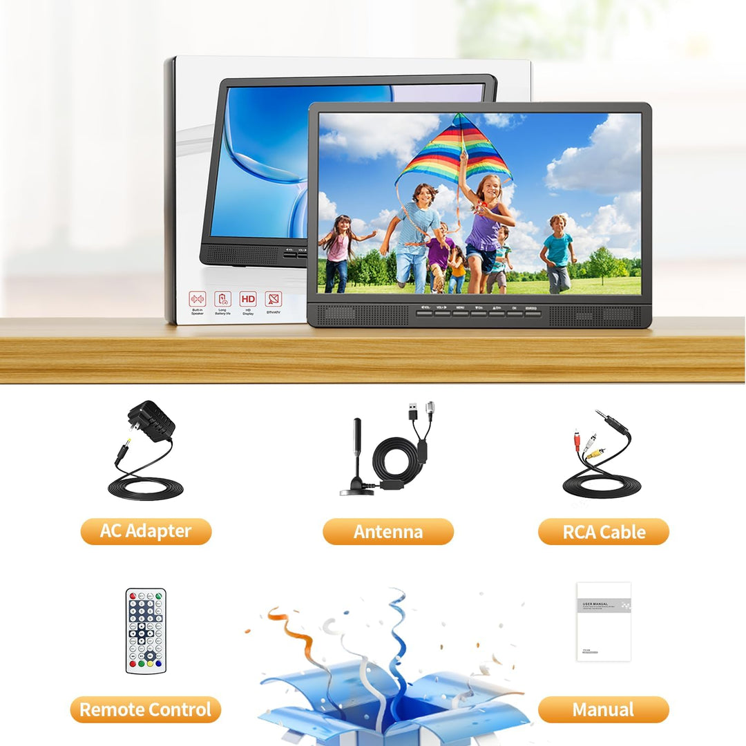 DESOBRY 18-Zoll Kleiner Fernseher mit Antenne, Tragbarer Fernseher mit Freeview DVB/T2 Tuner, HD 108