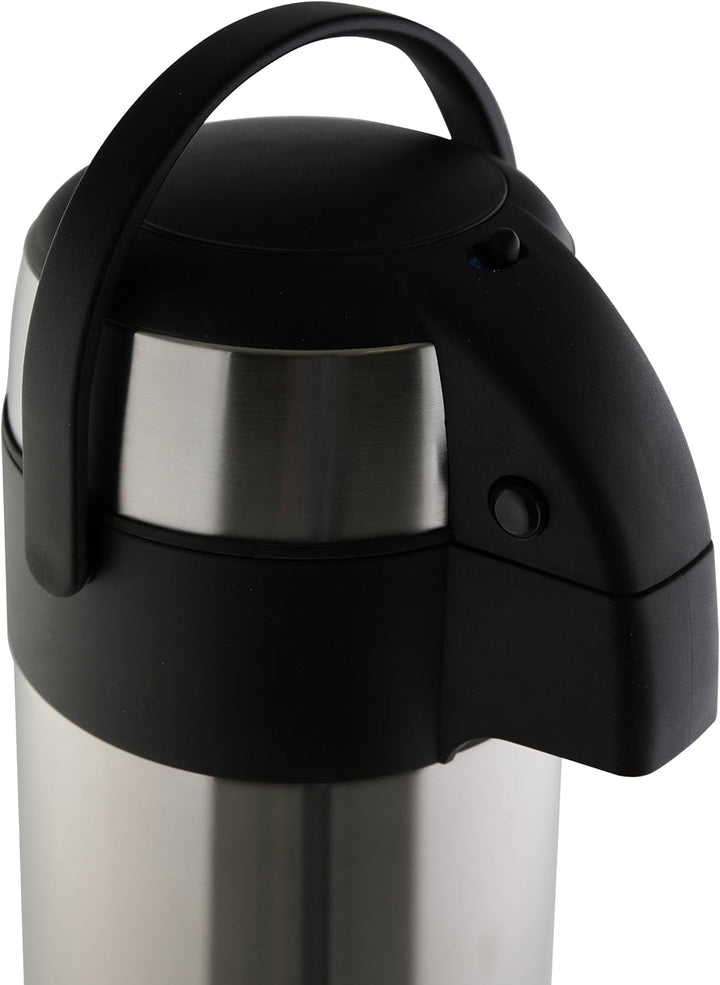 axentia Airpot in Silber, Pumpkanne aus rostfreiem Edelstahl, Volumen: ca. 5 L, 19 x 19 x 45 cm Sing