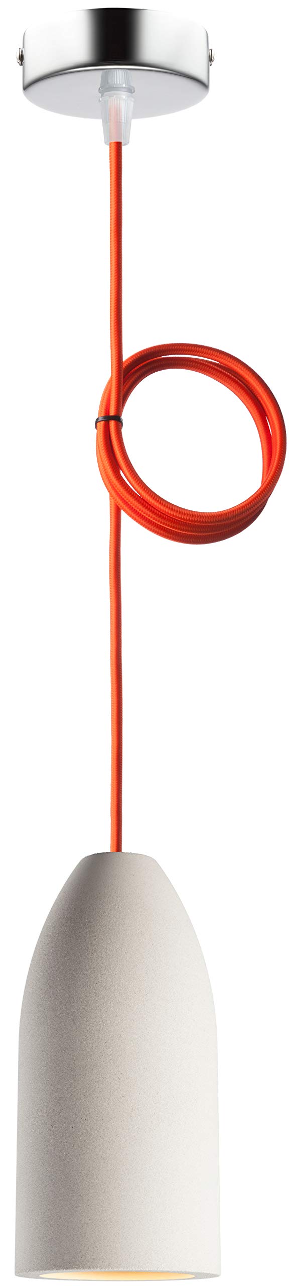 Pendelleuchte einflammig light edition 7,5 x 16 cm, Wohnzimmerlampe hängend mit Textilkabel Orange 0