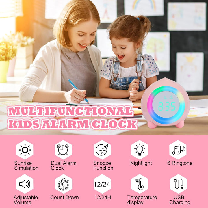 Kinderwecker Digitaler,Wecker Digital Sonnenaufgangssimulator Kinderwecker für Mädchen Jungen mit Bu