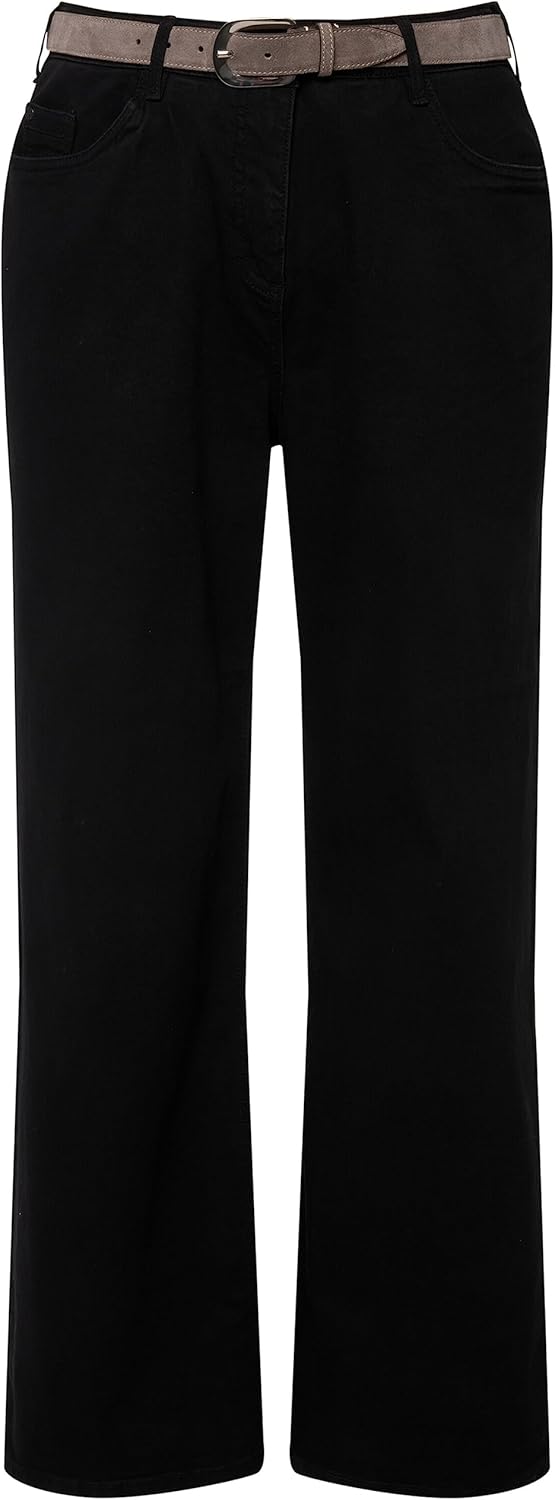 Ulla Popken Damen Basic, Rundhalsausschnitt, Slim, Baumwolle T-Shirt 38W / 32L Schwarz, 38W / 32L Sc