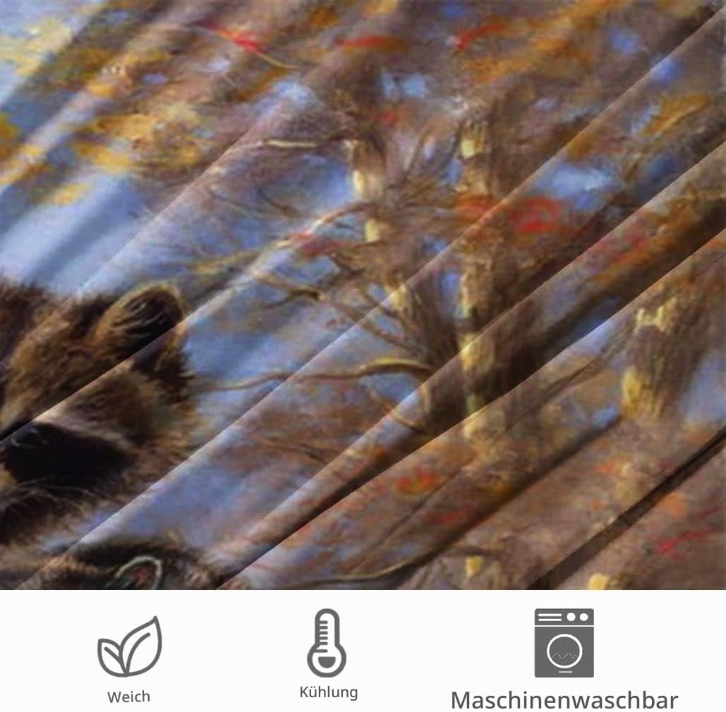 Zomer - Waschbär Bettwäsche 135x200 cm Tierwelt Microfaser Bedruckte Bettwäsche-Sets 2 teilig - 1 Fl