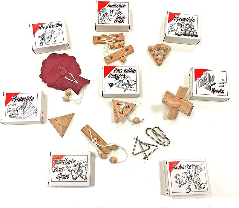 GICO Knobelspiel Klassiker Set - Geschicklichkeitsspiele/Geduldspiele Sets - incl. Lösung (lose 8er)