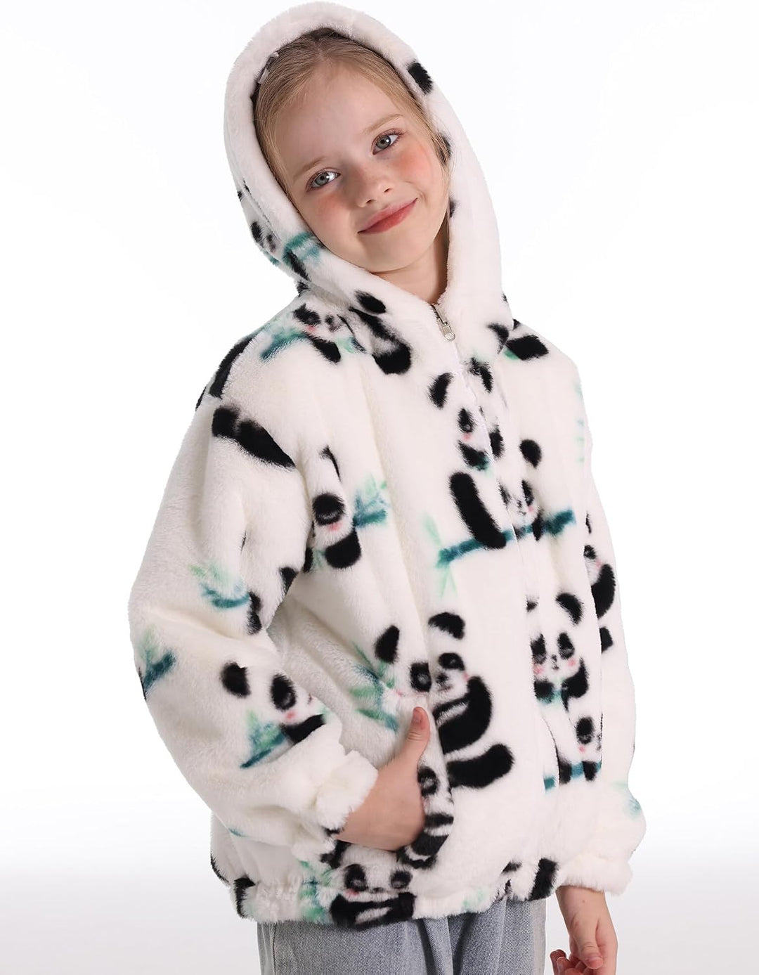 SEAUR Kuscheljacke Mädchen Flauschig Teddy-Fleece Hoodie Jacke Kinder Kuschelig Plüsch Supersoft Man
