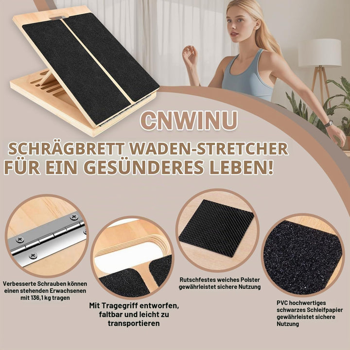 Cnwinu Schrägbrett, Verstellbar Balance Board Erwachsene, Rutschfestes Wadendehner Fusstrainer Heimt