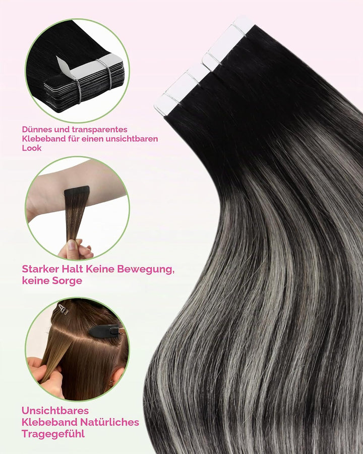 YoungSee Tape in Extensions Echthaar Ombre Tape Extensions Ombre Echthaar Extensions Tape 30 cm Tape