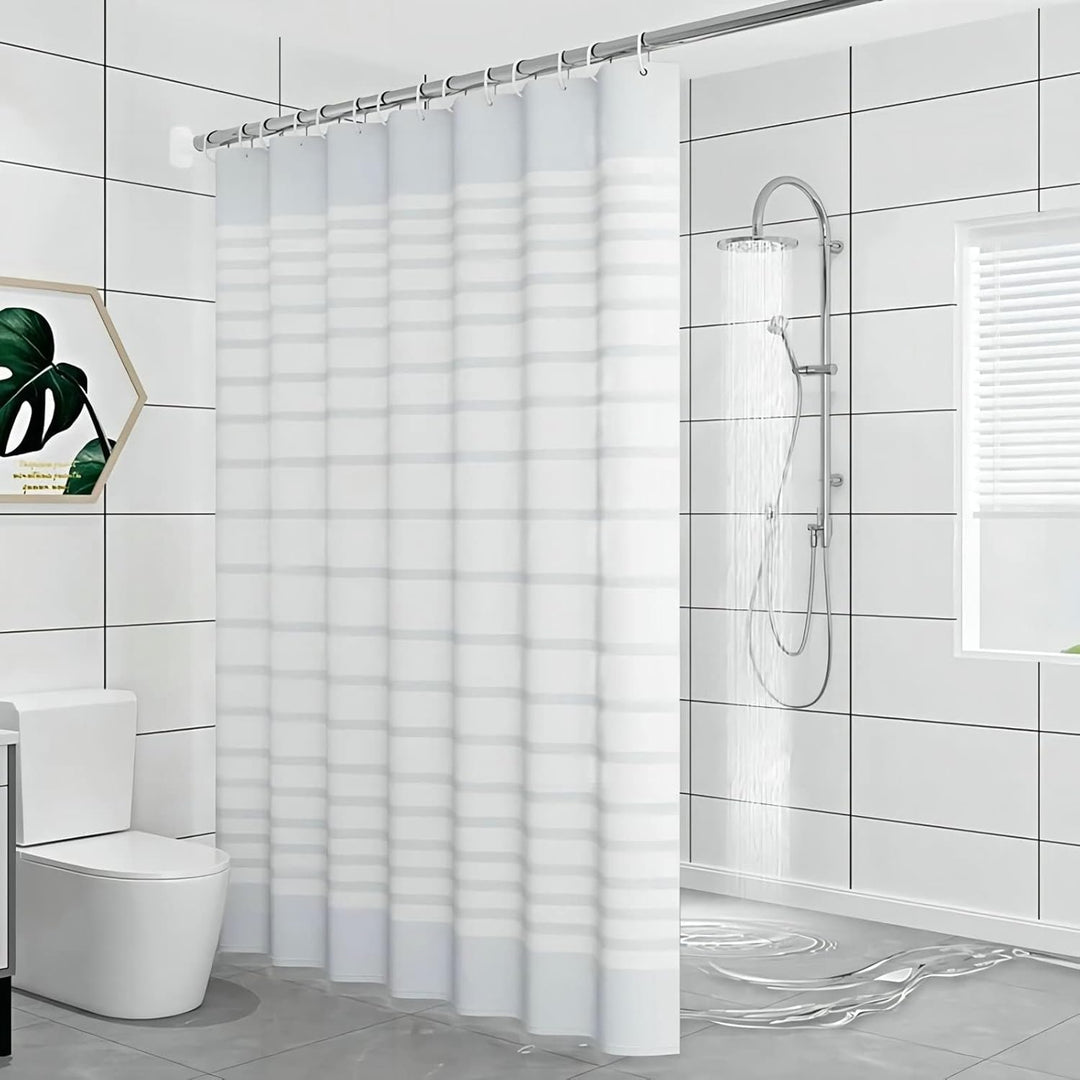 Gualiy Duschvorhang 180x200 Anti-Schimmel, Shower Curtains Weiss Streifen Wasserabweisend Badewanne