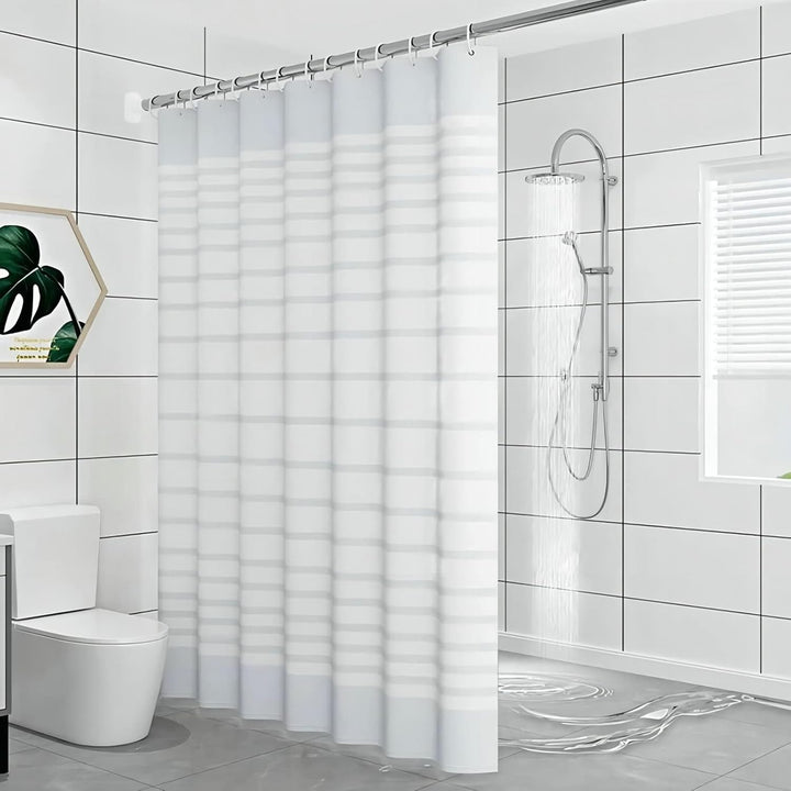 Gualiy Duschvorhang 180x200 Anti-Schimmel, Shower Curtains Weiss Streifen Wasserabweisend Badewanne