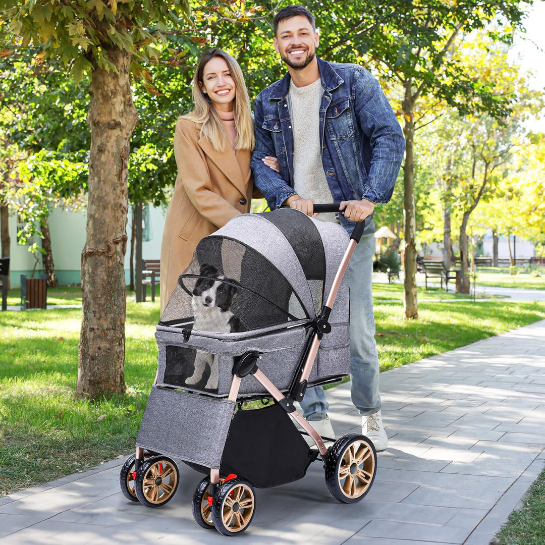 YITAHOME Hundebuggy Hundewagen klappbar für Hunde & Katzen, Haustierbuggy bis 22 kg mit umkehrbarem