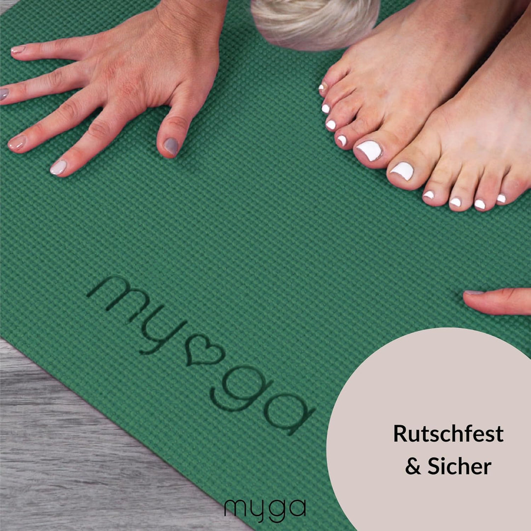 Myga Einsteiger-Yogamatte | Rutschfest & Leicht zu tragen – 4 mm Dicke | Ideal für Yoga, Pilates, Me