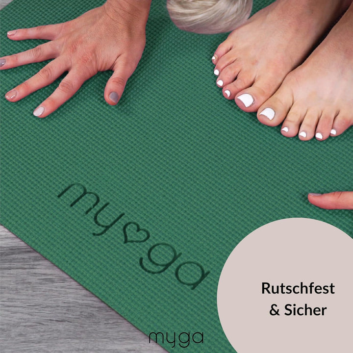 Myga Einsteiger-Yogamatte | Rutschfest & Leicht zu tragen – 4 mm Dicke | Ideal für Yoga, Pilates, Me