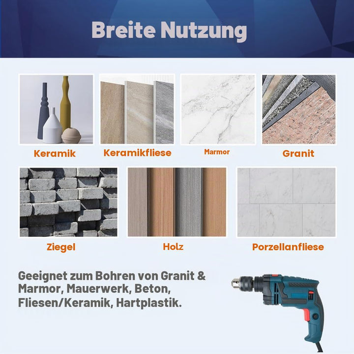 Diamantbohrer 20mm, BRSCHNITT Sechskant-Schaft Diamant Lochsäge Bohrer Set für Feinsteinzeug Keramik