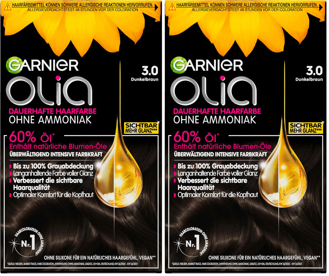 Garnier Olia Dauerhafte Haarfarbe ohne Ammoniak, Mit pflegenden und natürlichen Ölen, Vollständige G