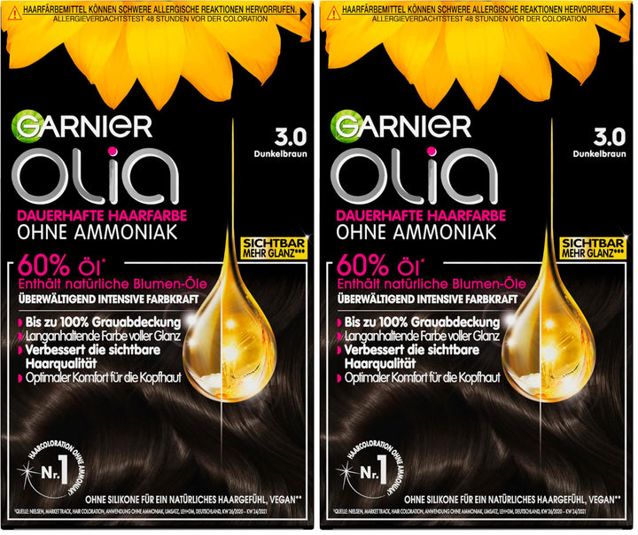Garnier Olia Dauerhafte Haarfarbe ohne Ammoniak, Mit pflegenden und natürlichen Ölen, Vollständige G