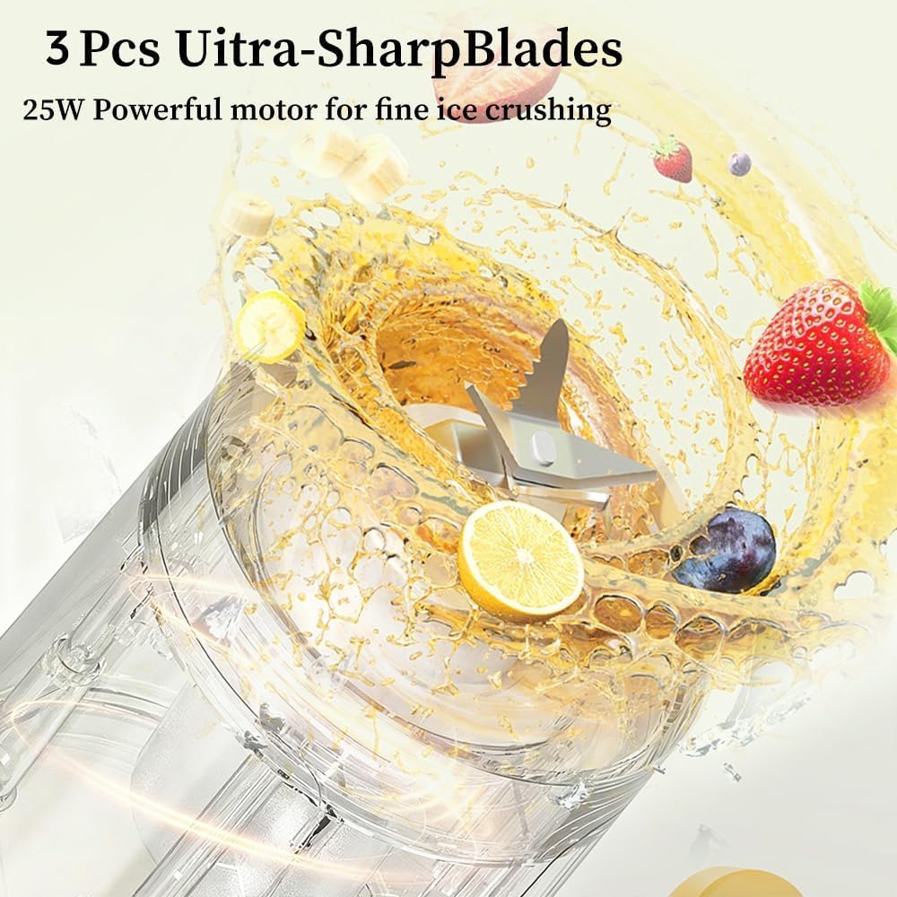 Tragbarer Mixer 600ml Smoothie Maker to Go mit LCD Display, 20.000 U/min, Tragbarer Entsafter USB Wi