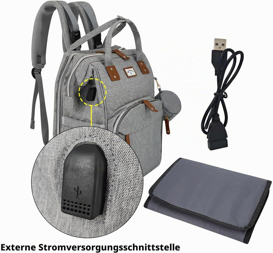 Generisch Wickeltasche Rucksack mit Wickelunterlage, wasserabweisend, mit isolierten Flaschenhaltern