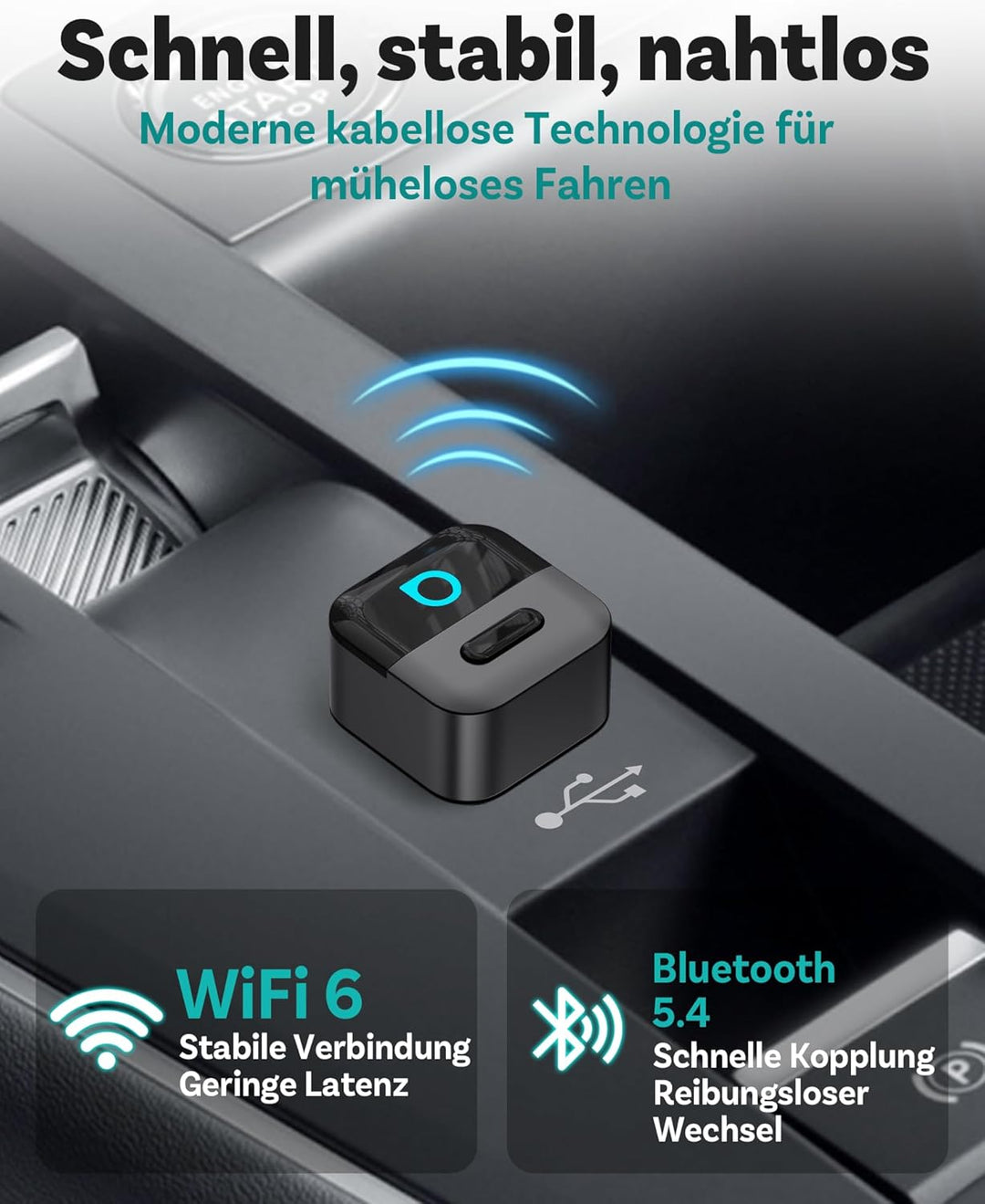 2026 Ottocast Mini Pico CarPlay Adapter, Wandelt kabelgebundenes CarPlay & Android Auto in Wireless