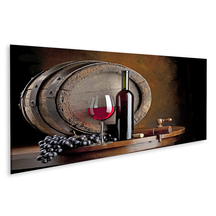 islandburner Bild auf Leinwand Wein Komposition Mit Weinfass Bilder Wandbilder Poster Leinwand 120x4