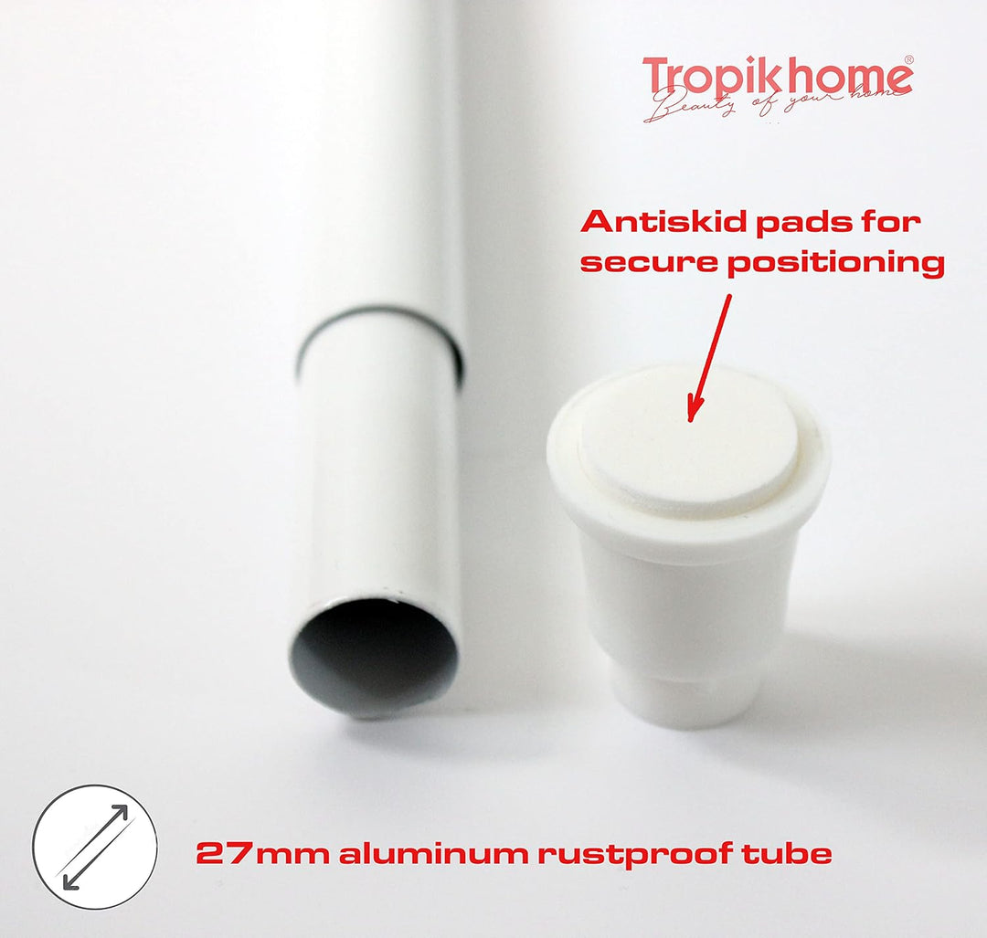 ALU DUSCHVORHANGSTANGE 140 cm - 250 cm WEISS TELESKOPSTANGE KLEMMSTANGE! SPRING SHOWER ROD WHITE!