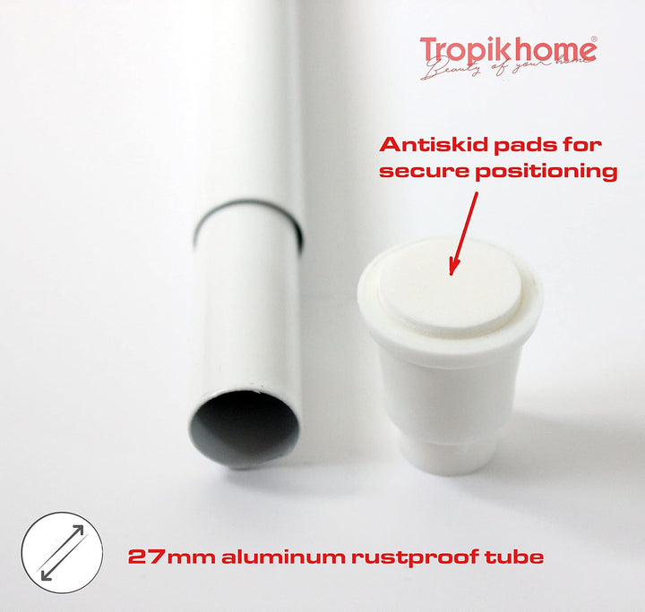 ALU DUSCHVORHANGSTANGE 140 cm - 250 cm WEISS TELESKOPSTANGE KLEMMSTANGE! SPRING SHOWER ROD WHITE!