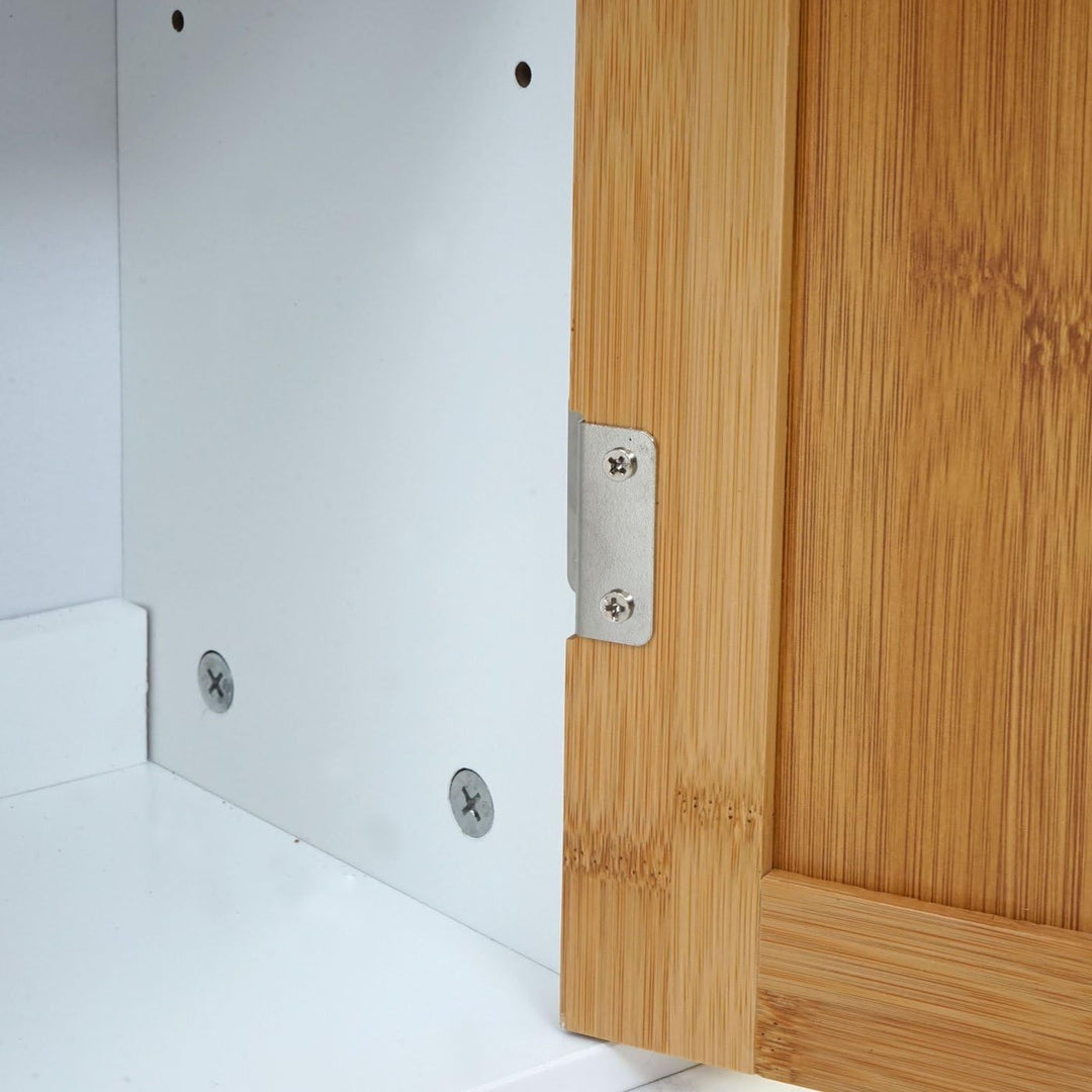 Mendler Hängeschrank HWC-A85, Badschrank Wandschrank Bambus, 52x35x21cm weiss