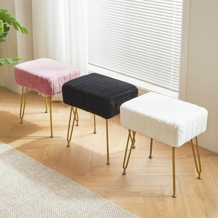 IBUYKE Velvet Rechteckiger Fussstützenstuhl Ottoman, Make-up Eitelkeits Hocker Beistelltisch, Samt S