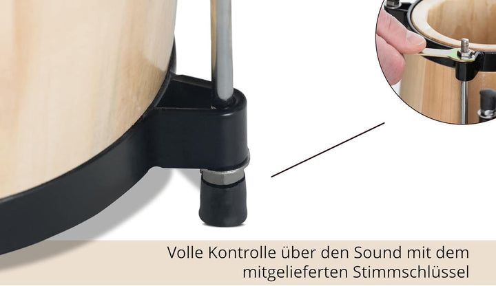 XDrum Bongos Club Set - 6" Macho und 7" Hembra - Naturfelle - professionelles Stimmsystem - Schwarz