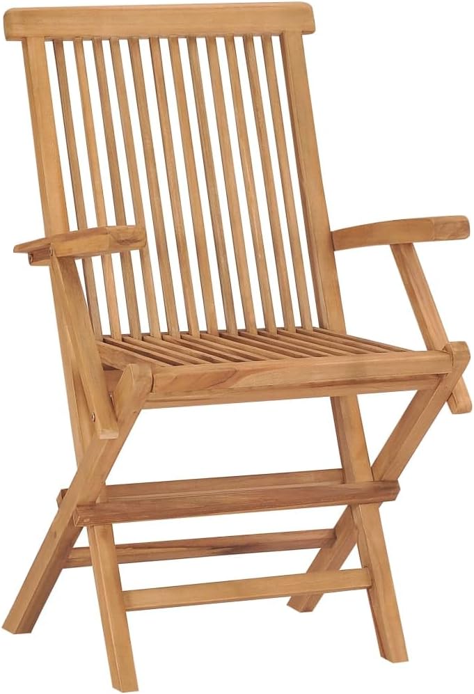 vidaXL 3X Teak Massiv Gartenstuhl mit Armlehnen Klappbar Holzstuhl Klappstuhl Stuhl Stühle Gartenmöb