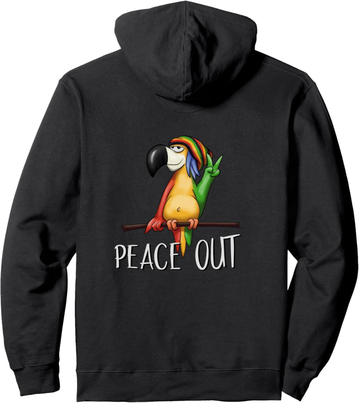 Lässiger Comic Rasta Vogel Reggae Papagei Peace Out Pullover Hoodie