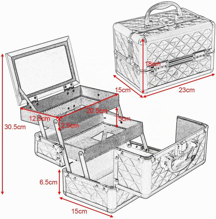 COSTWAY Beauty Case Schminkkoffer Kosmetikkoffer, Schmuckkoffer 23 x 15 x 18cm, Friseurkoffer mit Sp