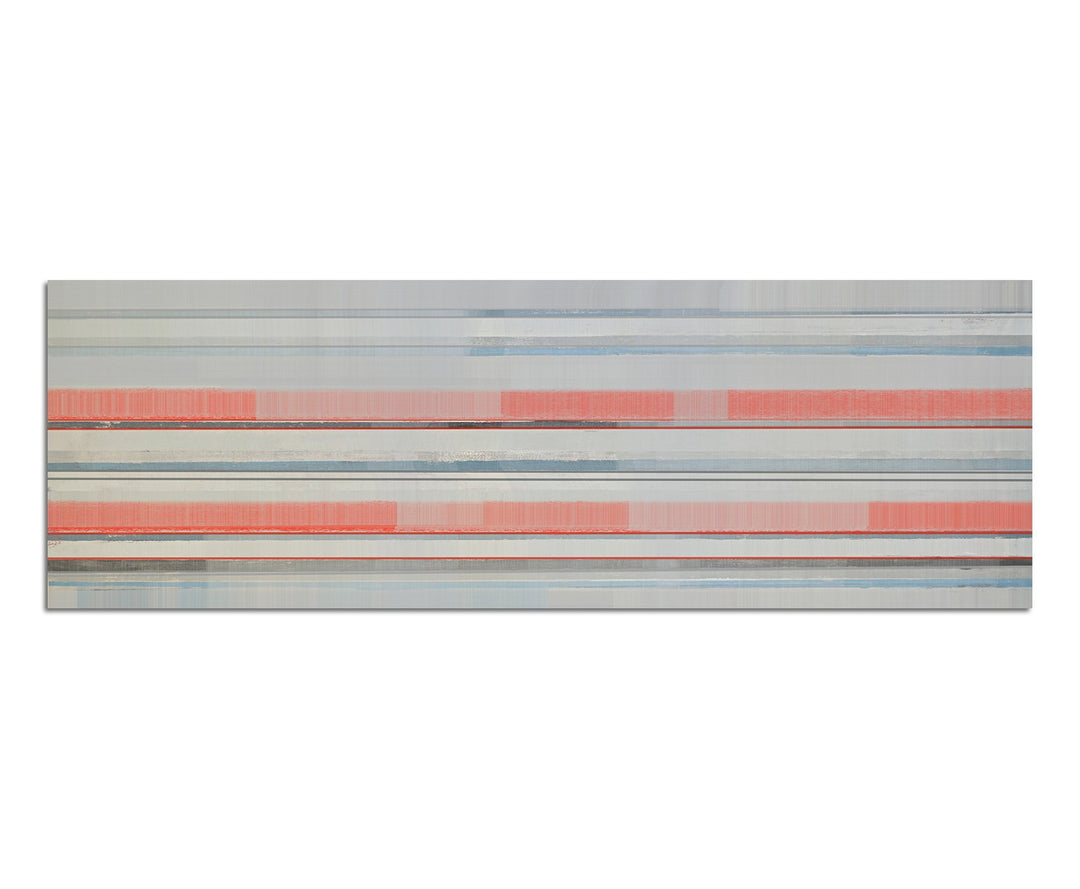 Paul Sinus Art Panoramabild auf Leinwand und Keilrahmen 150x50cm Kunst abstrakt rot grau