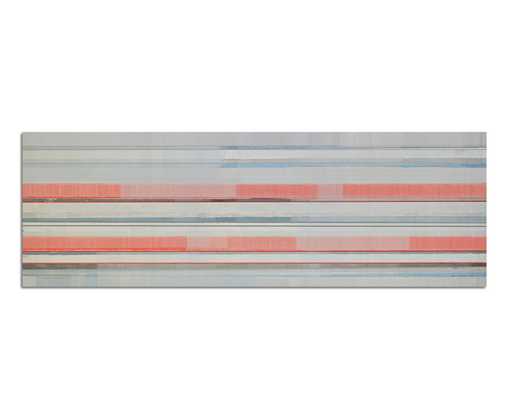 Paul Sinus Art Panoramabild auf Leinwand und Keilrahmen 150x50cm Kunst abstrakt rot grau
