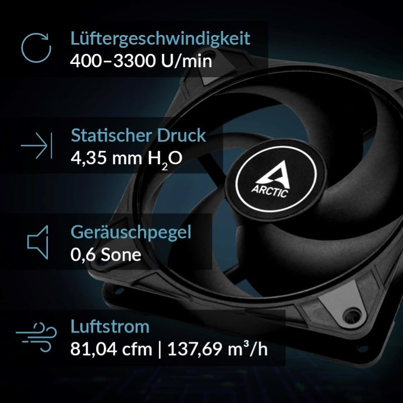 ARCTIC P12 Max (5 Stück) - PC Lüfter, High-Performance 120 mm Gehäuselüfter, PWM-gesteuerte 200-3300