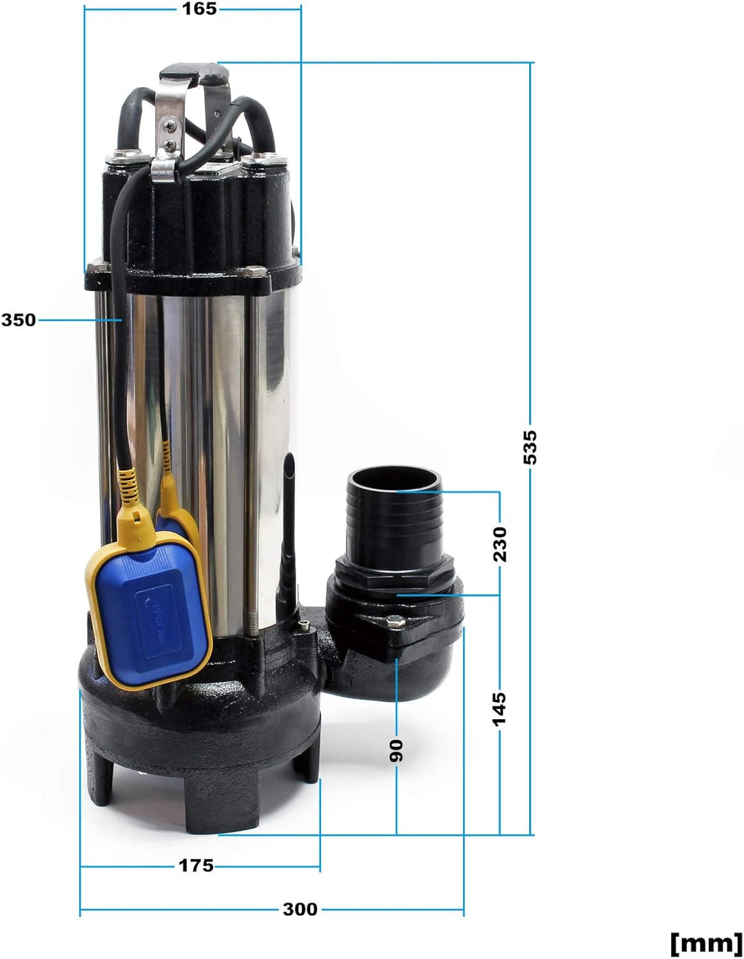 Schmutzwasserpumpe Schwimmerschalter Häcksler 31200 L/h 2200 W Förderhöhe bis 10 m