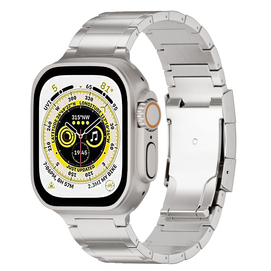 LDFAS Compatible for Apple Watch Ultra Armband 49mm 45mm, Titan Titanium Metal Watch Strap with Doub
