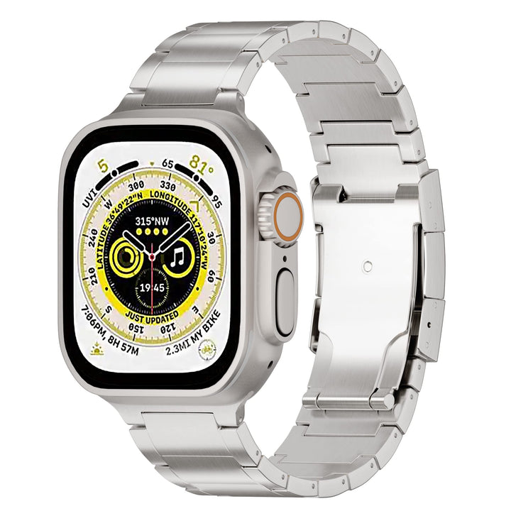 LDFAS Compatible for Apple Watch Ultra Armband 49mm 45mm, Titan Titanium Metal Watch Strap with Doub