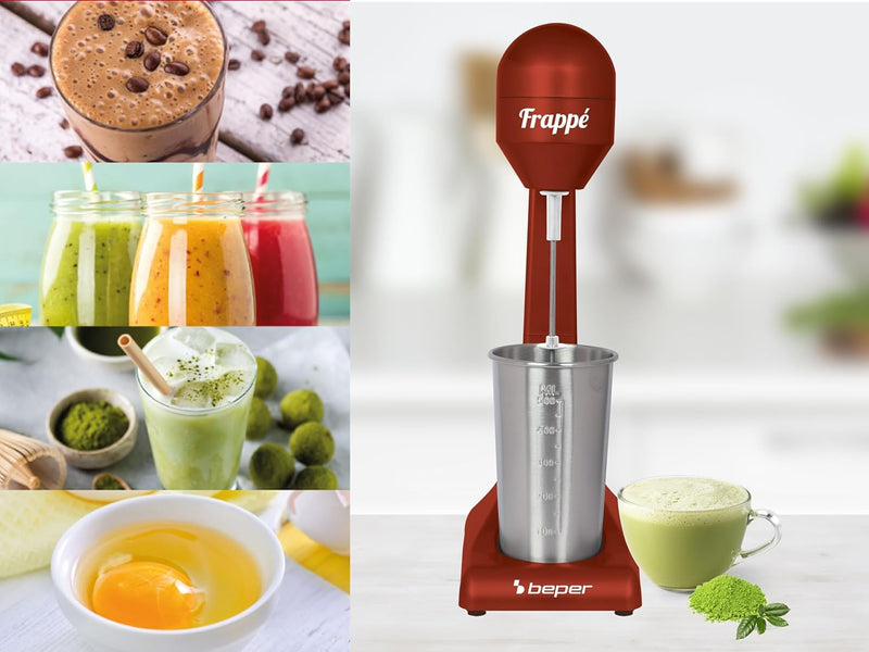 Beper - Elektrischer Standmixer für Milchshakes, Frappés, Smoothies und Cocktails, 2-Gänge, Aluminiu