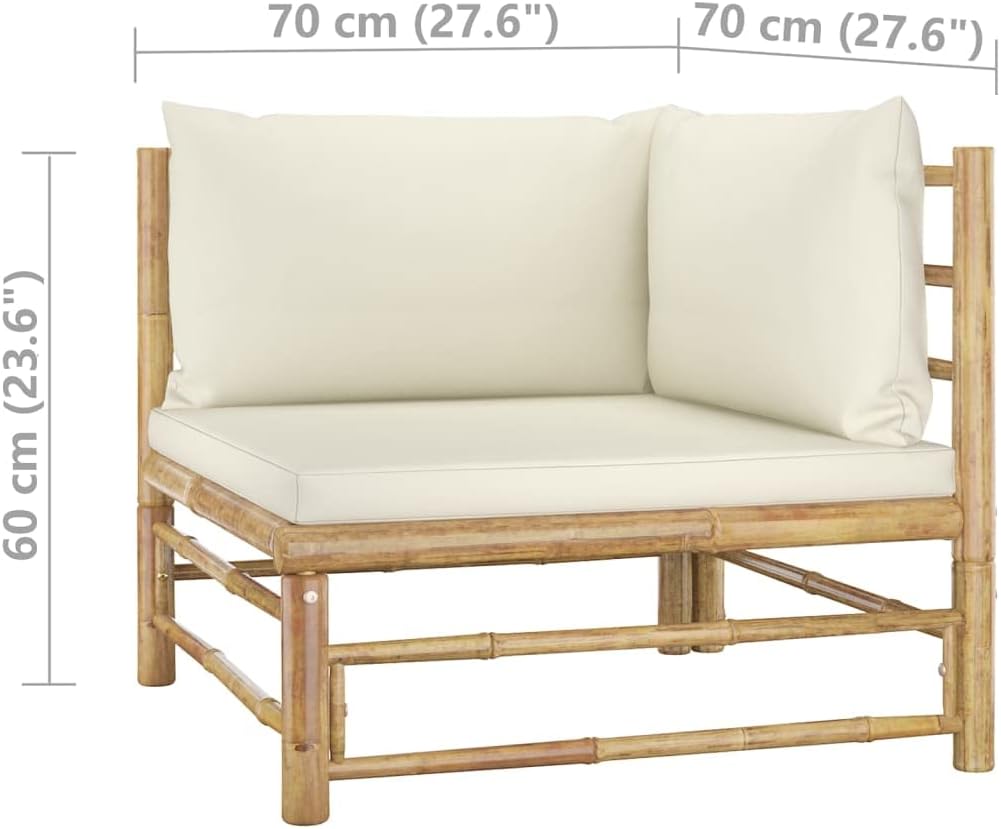vidaXL Gartenmöbel 3-TLG. mit Cremeweissen Kissen Garten Garnitur Sitzgruppe Sofa Lounge Gartensofa
