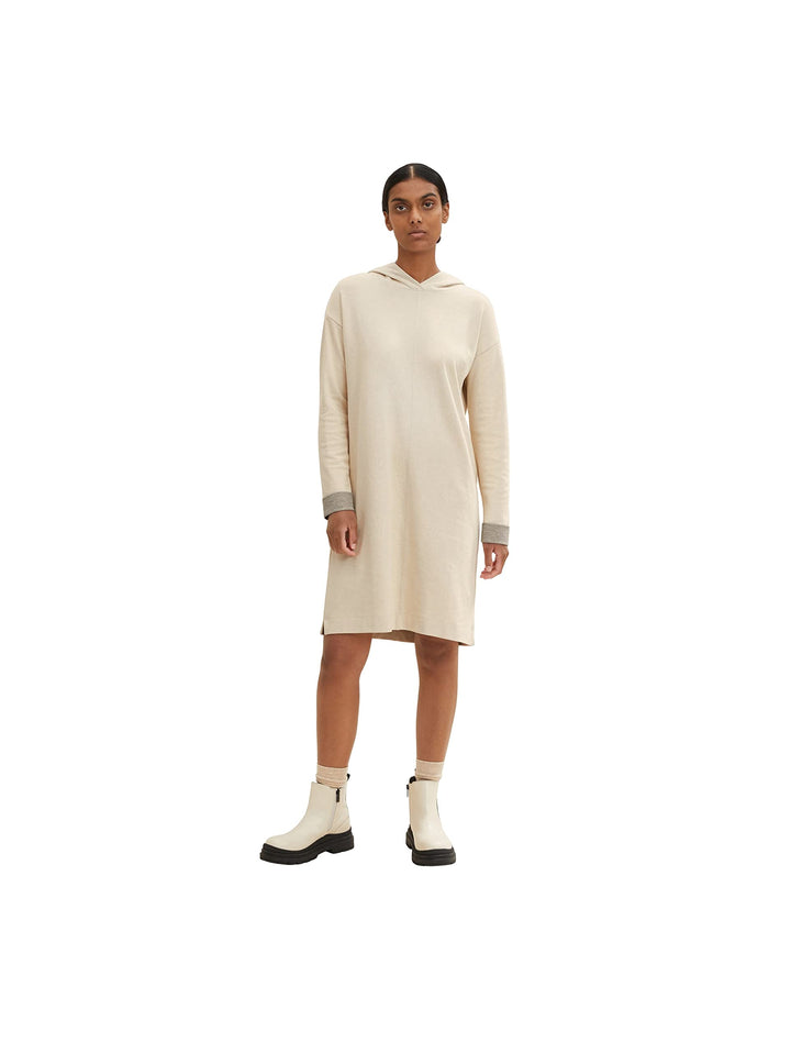 TOM TAILOR Damen Kleid mit Kapuze, 28130 - Soft Buttercream