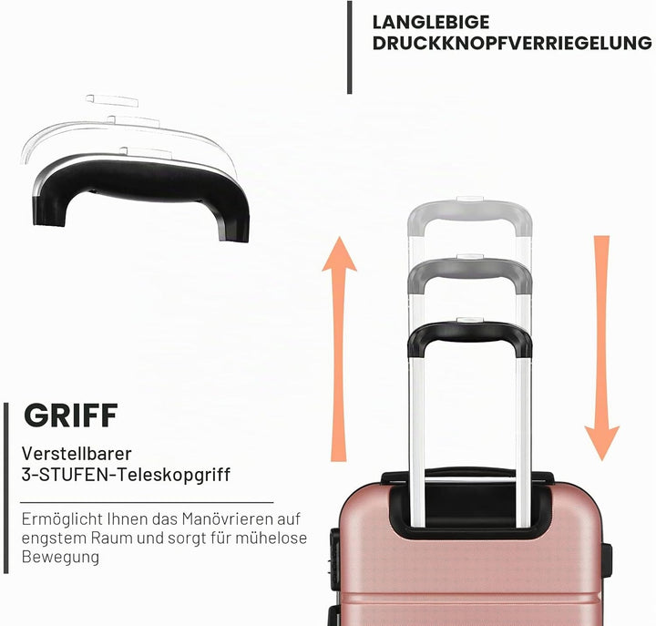 Kono Reisekoffer Handgepäck Koffer mit Rollen Hartschale Trolley 55x38x22cm 33 Liter Leichtgewicht A
