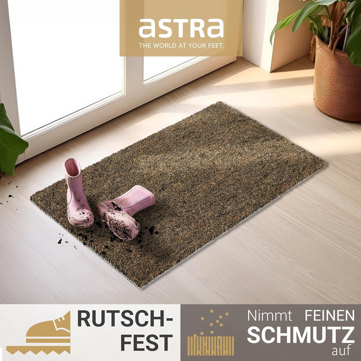 Astra Moderne Fussmatte Haustür - Kokosmatte 2er Set 45x75cm grau - rutschfeste Schmutzfangmatte rob