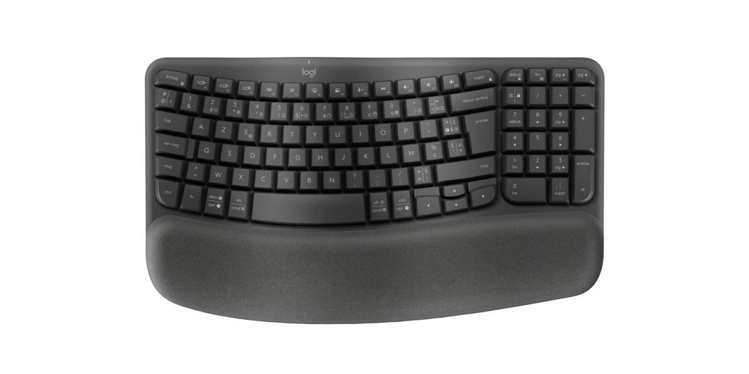 Logitech Wave Keys kabellose ergonomische Tastatur - Grafit, Französisches AZERTY-Layout