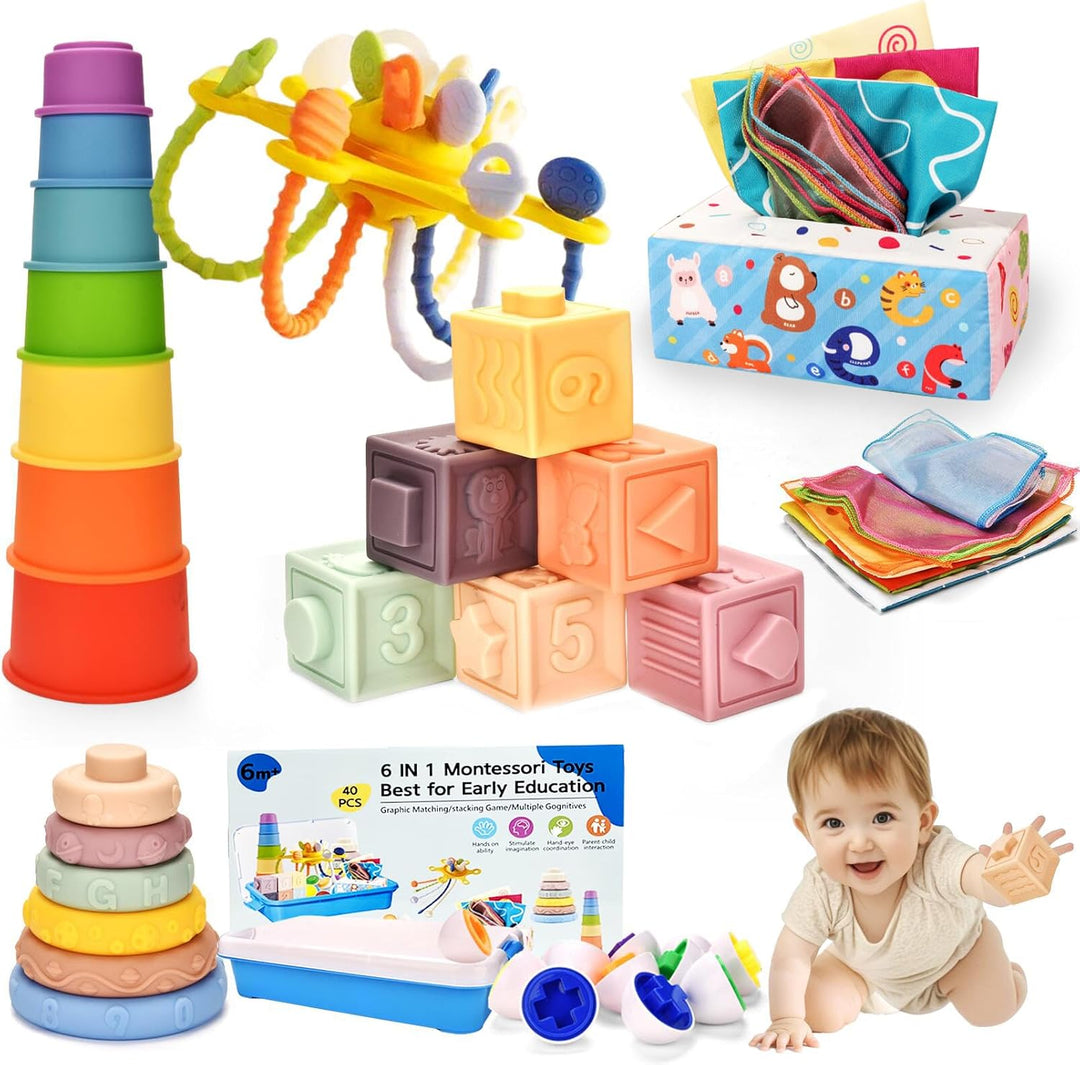 Baby Spielzeug für 6 bis12 Monate,Montessori Spielzeug für ab 1 Jahre,Sensorisches Baby Toys 6 in 1