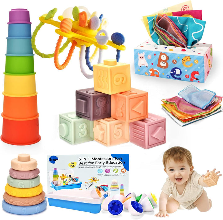 Baby Spielzeug für 6 bis12 Monate,Montessori Spielzeug für ab 1 Jahre,Sensorisches Baby Toys 6 in 1