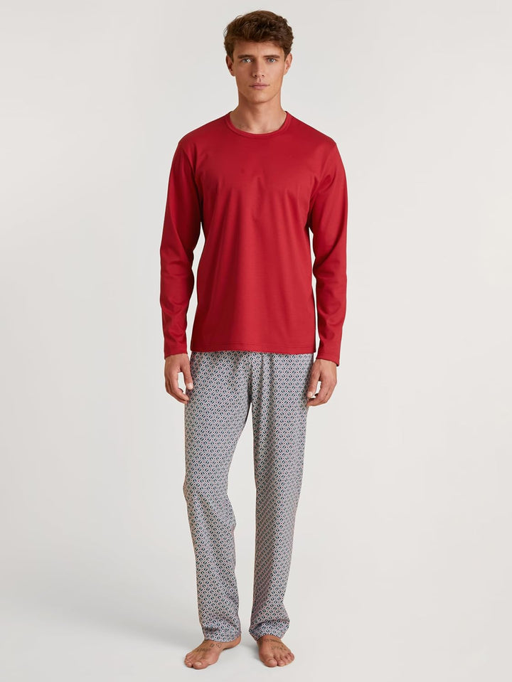 CALIDA Relax Streamline Pyjama, lang Herren, aus 100% Baumwolle 46-48 Barbera, 46-48 Barbera
