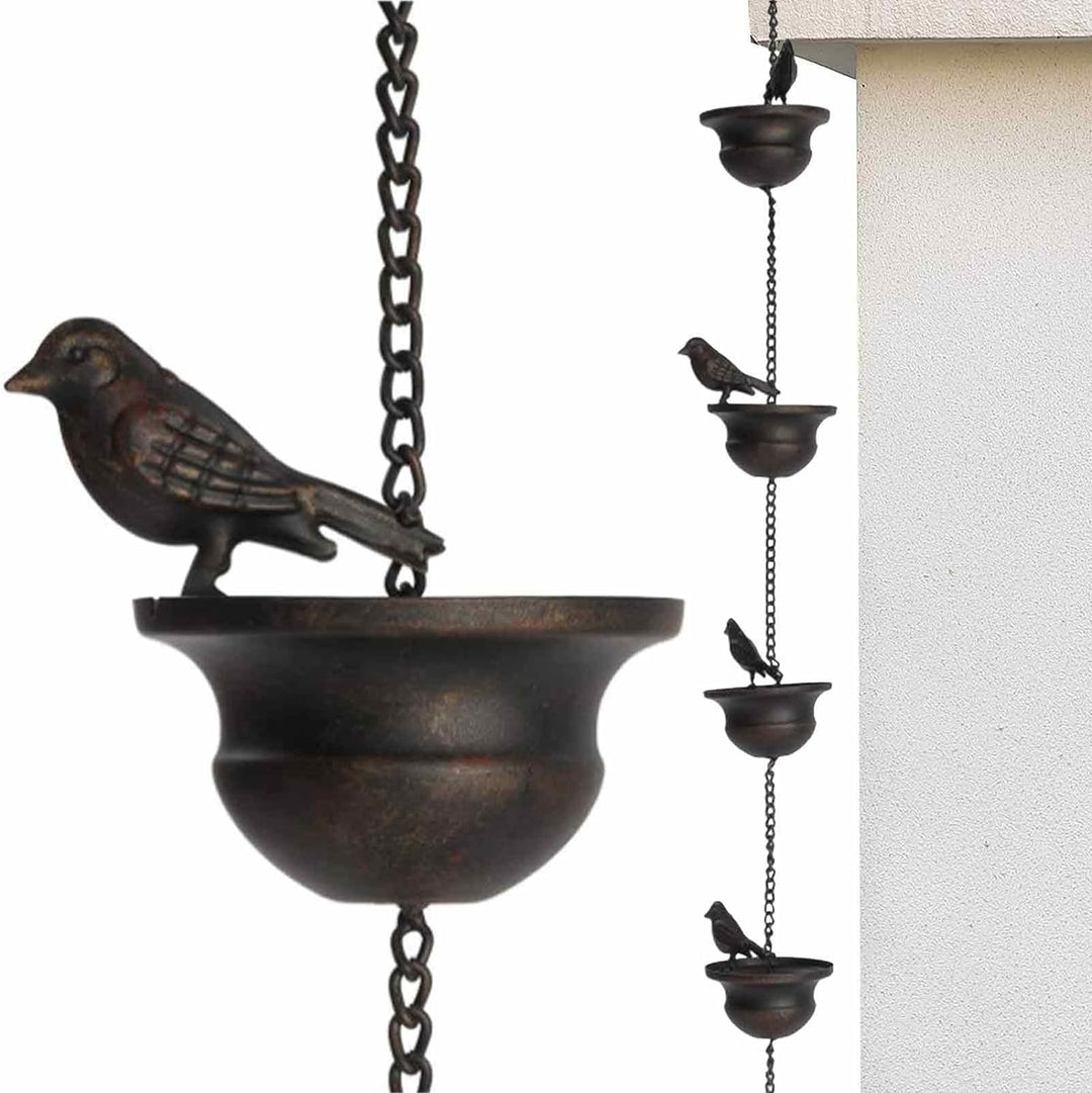 Vogel Regenkette, Vögel Auf Tassen Dachrinnen Fallrohr Mobil, Metall Regenkette Dekorativer Regensch