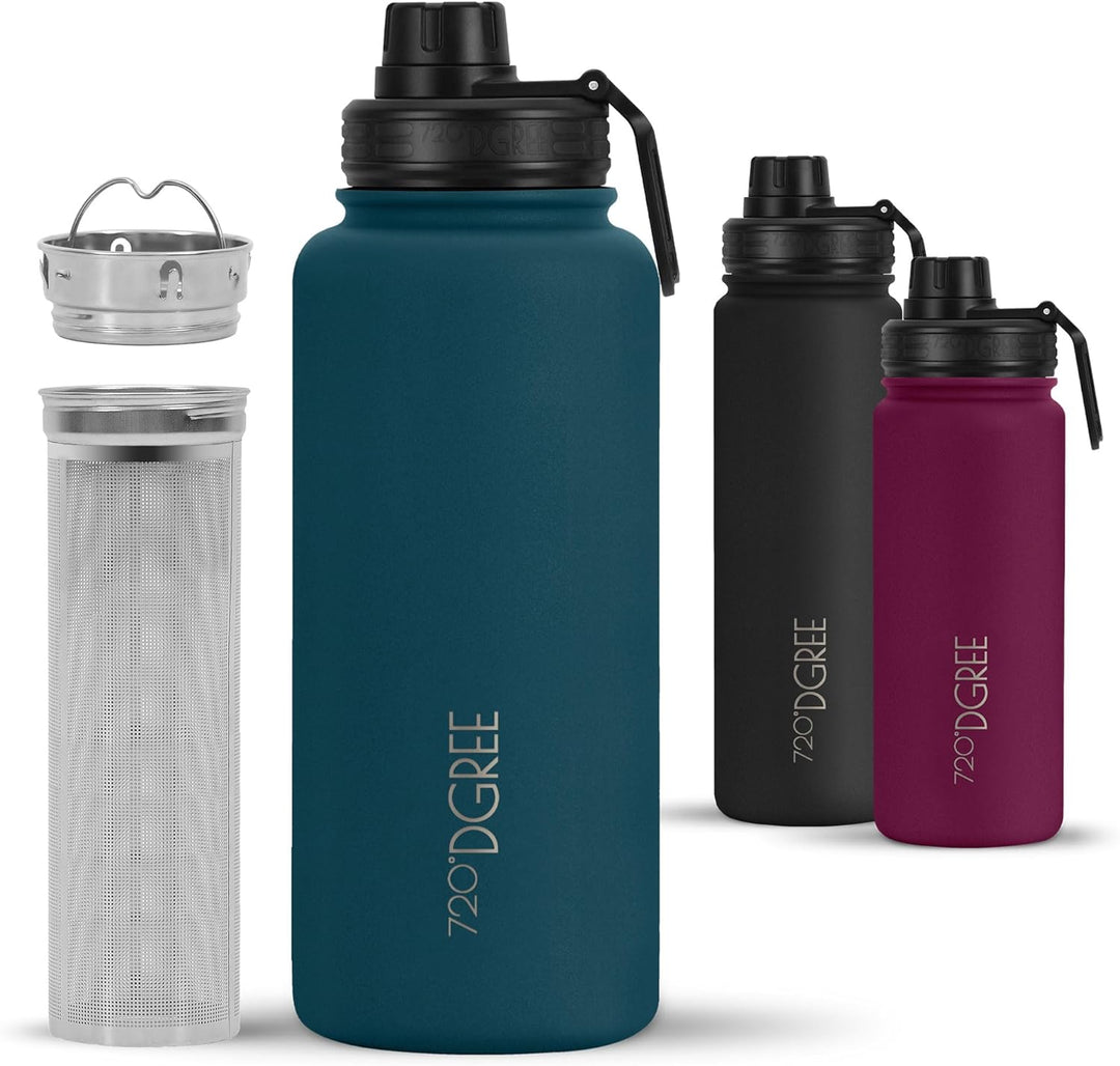 720°DGREE Edelstahl Thermo Trinkflasche 950ml “noLimit” +Früchtebehälter - Auslaufsicher, Kohlensäur