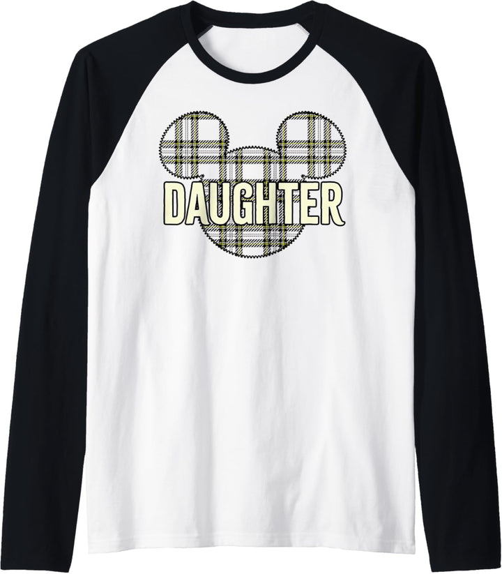 Disney Mickey And Friends Christmas Plaid Mickey Daughter Raglan
